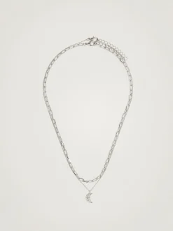 PARFOIS Set Ohrringen|Hoop-Ohrringe>Halskette Mit Mond Und Zirkonen Silber
