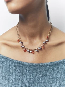 PARFOIS Kurze Ohrringe|Hoop-Ohrringe>Halskette Mit Strass Mehrfarbig