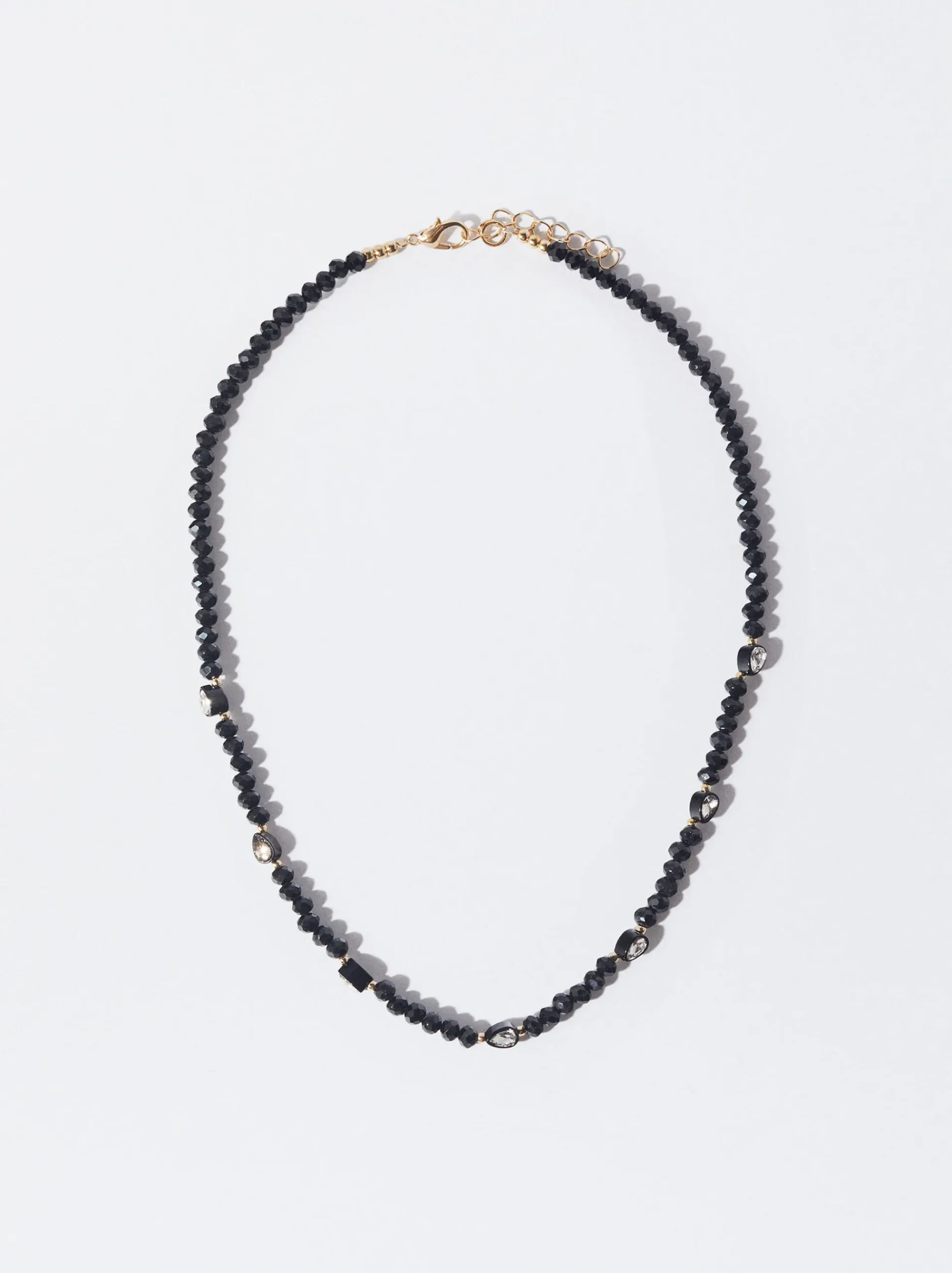 PARFOIS Kurze Ohrringe|Hoop-Ohrringe>Halskette Mit Strass Schwarz