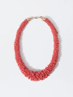 PARFOIS Set Ohrringen|Hoop-Ohrringe>Halskette Mit Strass Koralle