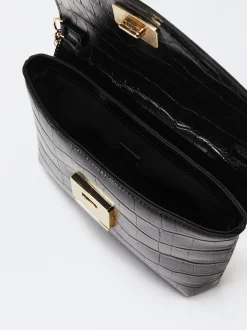 PARFOIS Reisetaschen>Handtasche Mit Tierhautpr&auml;gung Schwarz