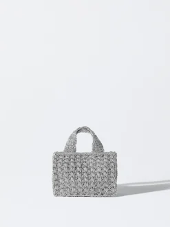 PARFOIS Handtaschen>Häkel-Umhängetasche Silber