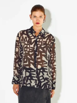 PARFOIS Kleider>Hemd Aus Lyocell Mit Print Schwarz
