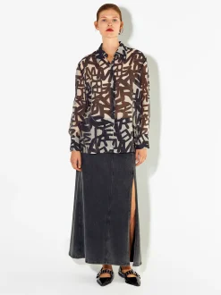 PARFOIS Kleider>Hemd Aus Lyocell Mit Print Schwarz