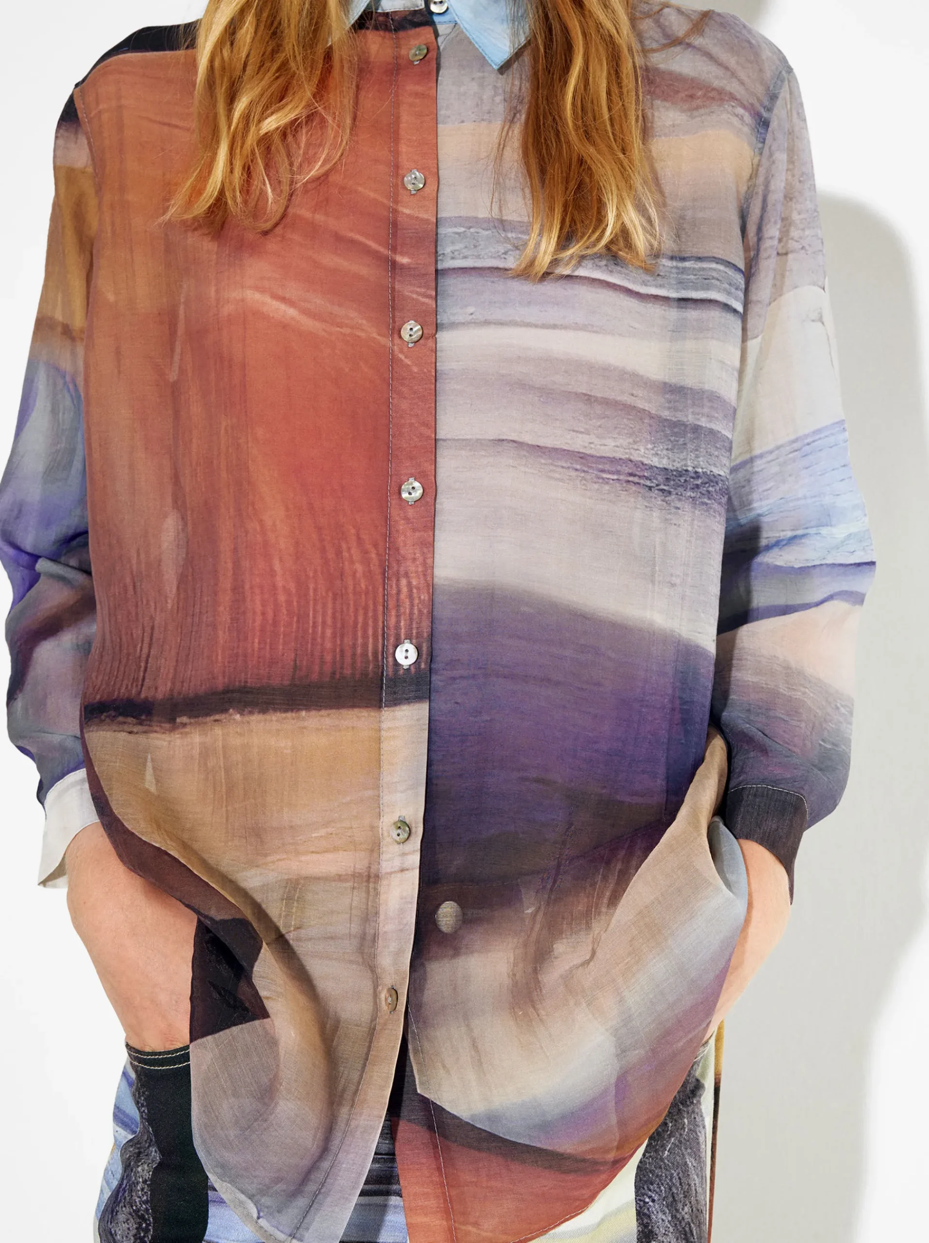 PARFOIS Kleider>Hemd Lyocell Mit Print Mehrfarbig