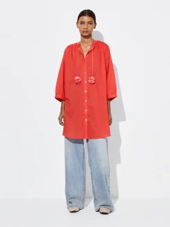 PARFOIS Schultertaschen>Hemdkleid Aus 100 % Baumwolle Rot