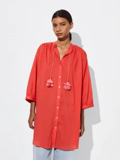 PARFOIS Schultertaschen>Hemdkleid Aus 100 % Baumwolle Rot