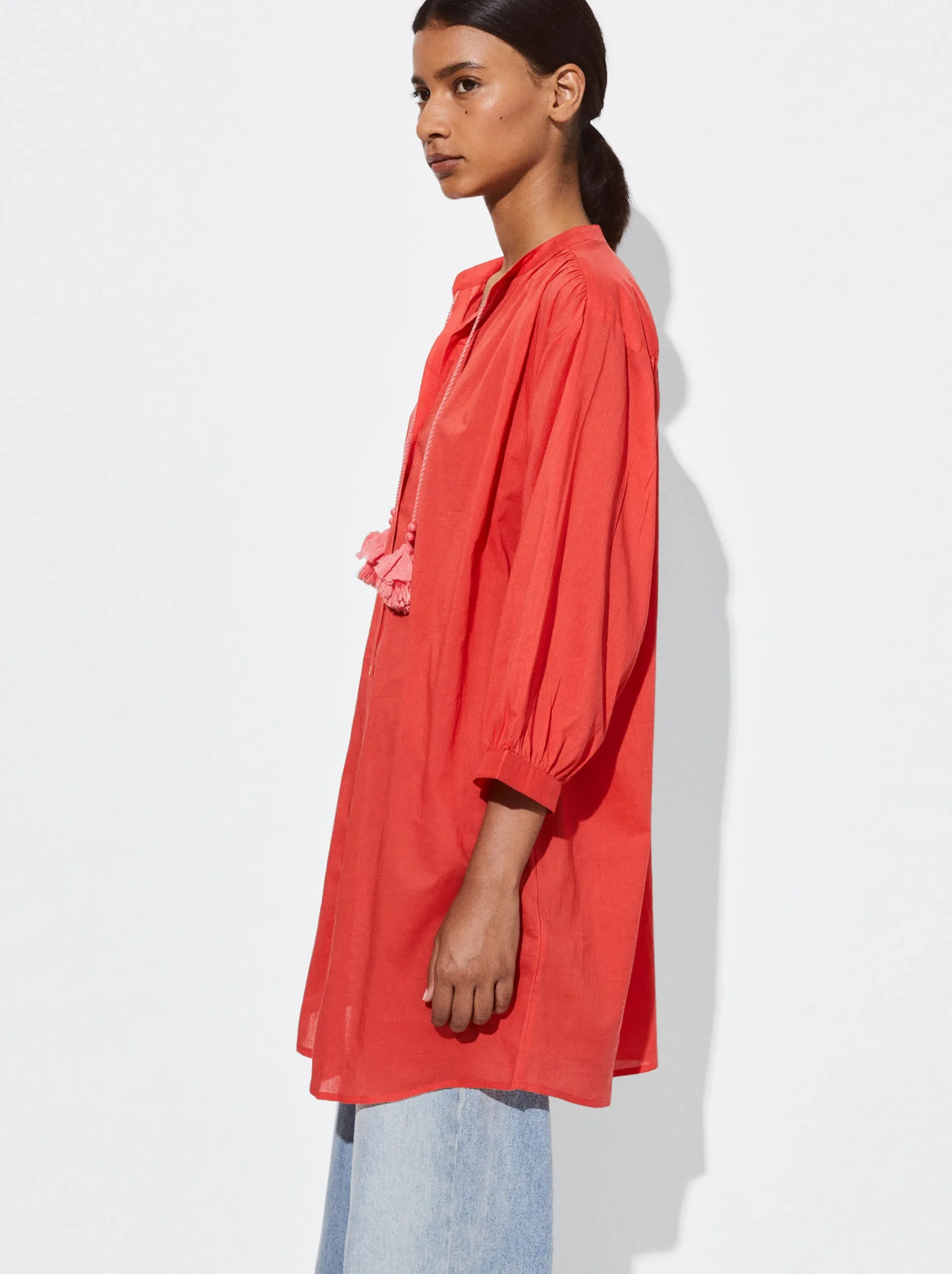 PARFOIS Schultertaschen>Hemdkleid Aus 100 % Baumwolle Rot