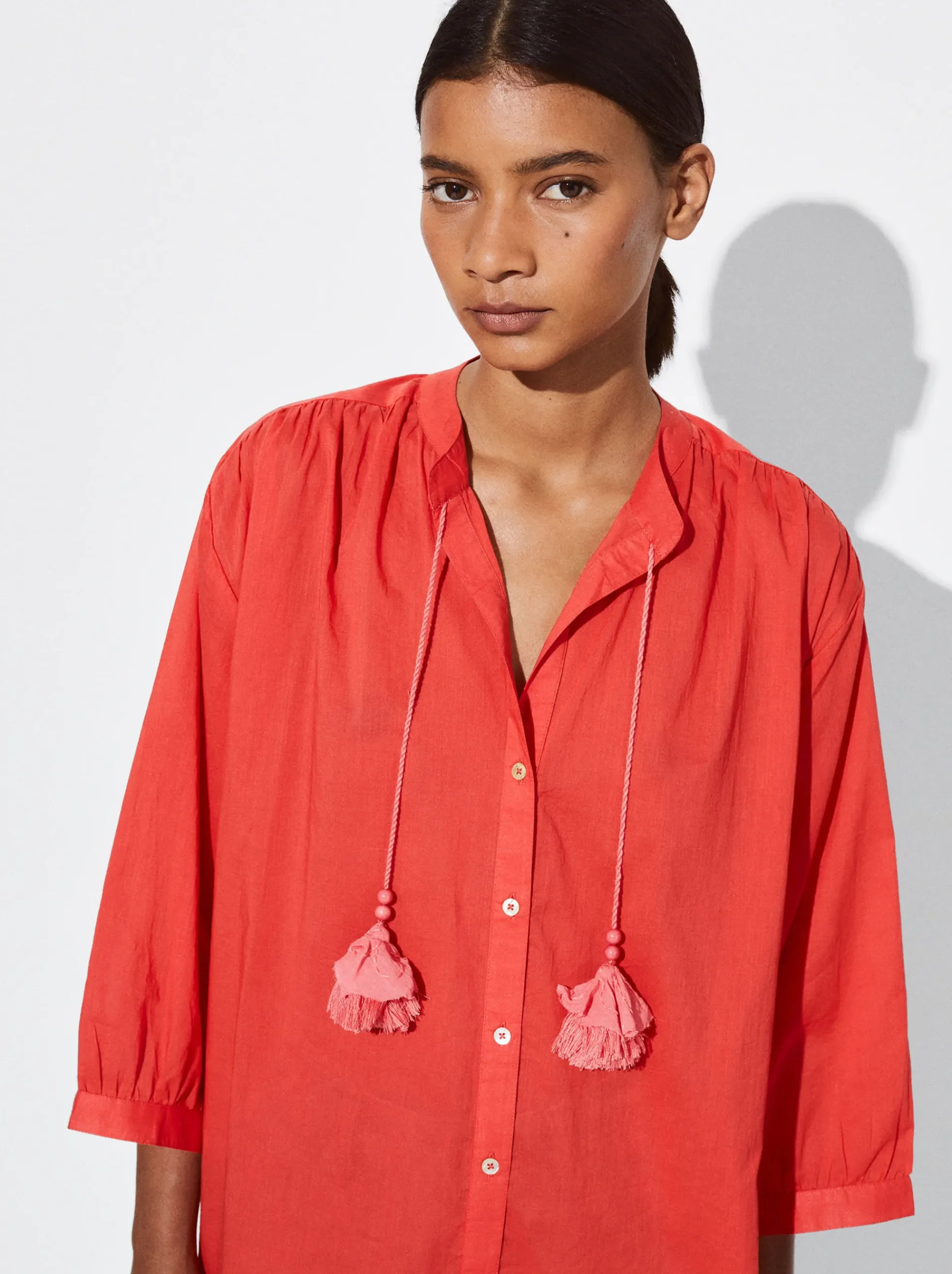 PARFOIS Schultertaschen>Hemdkleid Aus 100 % Baumwolle Rot