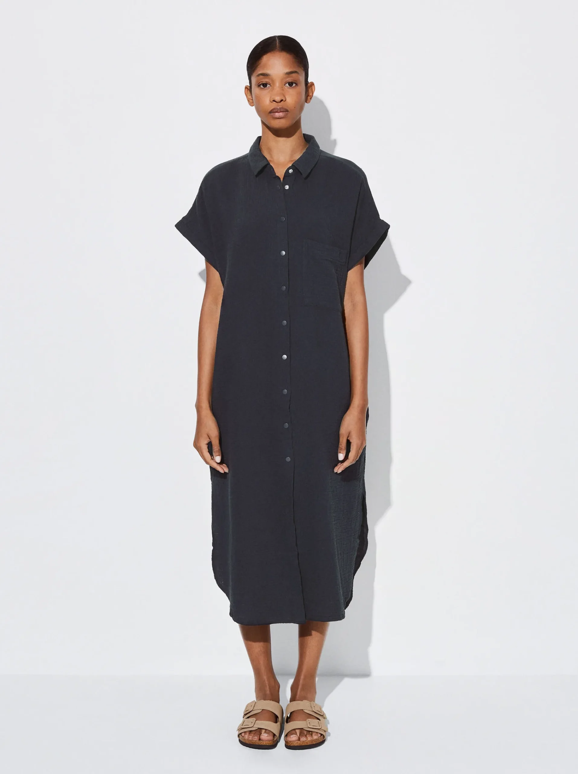 PARFOIS Schultertaschen>Hemdkleid Aus 100 % Baumwolle Grau