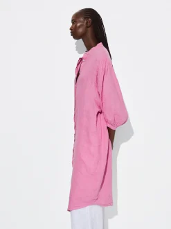 PARFOIS Schultertaschen>Hemdkleid Aus 100% Leinen Rosa