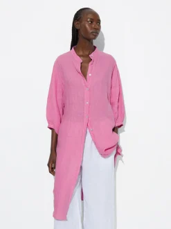 PARFOIS Schultertaschen>Hemdkleid Aus 100% Leinen Rosa
