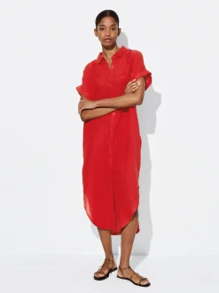 PARFOIS Schultertaschen>Hemdkleid Aus Leinen Rot