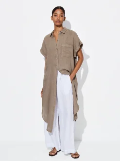 PARFOIS Schultertaschen|Umhängetaschen>Hemdkleid Aus Leinen Khaki