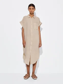 PARFOIS Schultertaschen>Hemdkleid Aus Leinen Beige