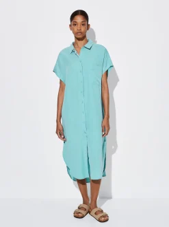 PARFOIS Schultertaschen>Hemdkleid Aus Lyocell Blau