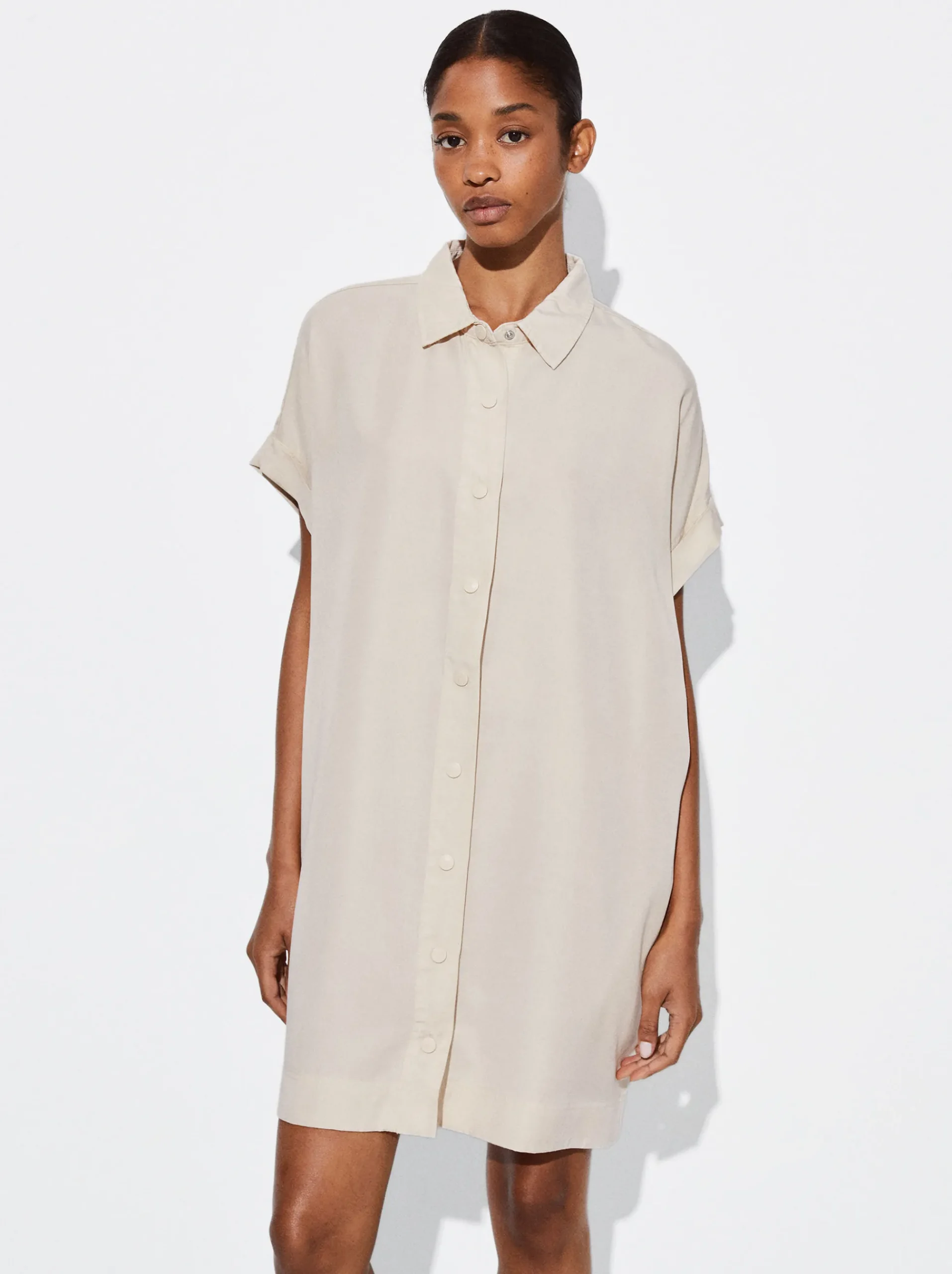 PARFOIS Lange Halsketten>Hemdkleid Aus Lyocell Beige