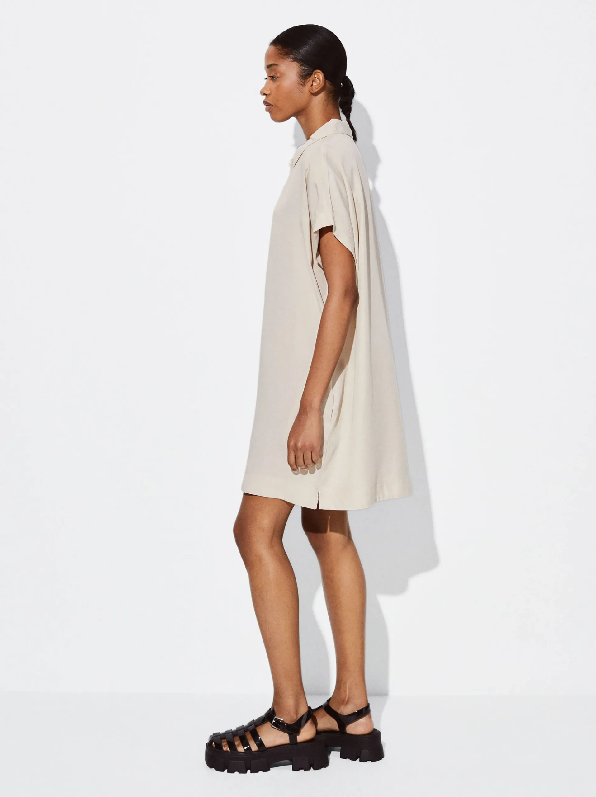 PARFOIS Lange Halsketten>Hemdkleid Aus Lyocell Beige
