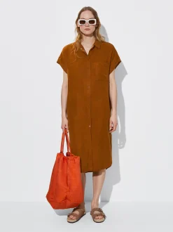 PARFOIS Schultertaschen|Grosse Taschen>Hemdkleid Aus Lyocell Braun