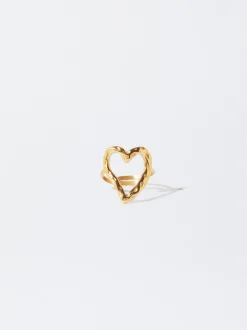PARFOIS Lange Ohrringe|Trend Collection>Herzring Aus Stahl Golden