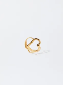 PARFOIS Lange Ohrringe|Trend Collection>Herzring Aus Stahl Golden