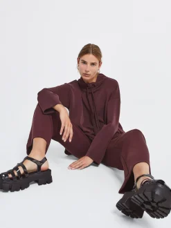 PARFOIS Basics|Strick>Hose Mit Elastischer Taille Bordeaux