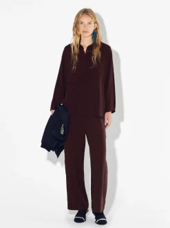 PARFOIS Strick|Pullover Und Jacke>Hose Mit Weitem Bein Und Lyocell Bordeaux