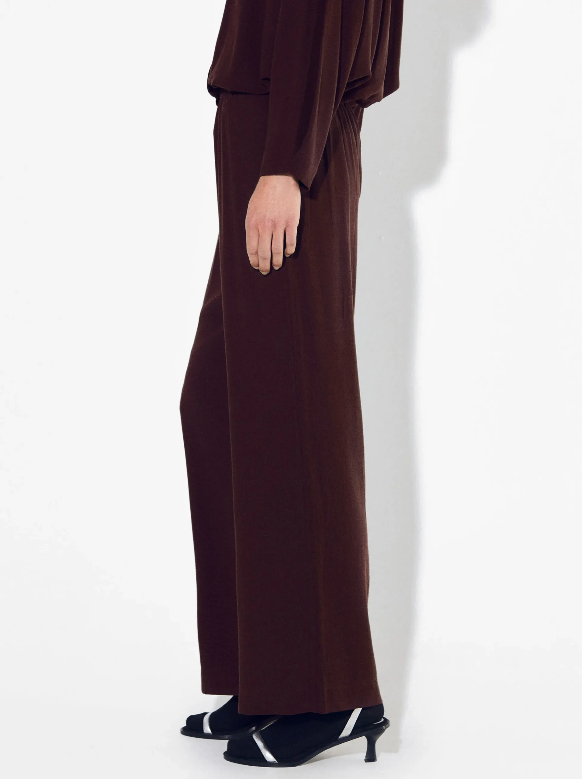 PARFOIS Strick|Pullover Und Jacke>Hose Mit Weitem Bein Und Lyocell Bordeaux