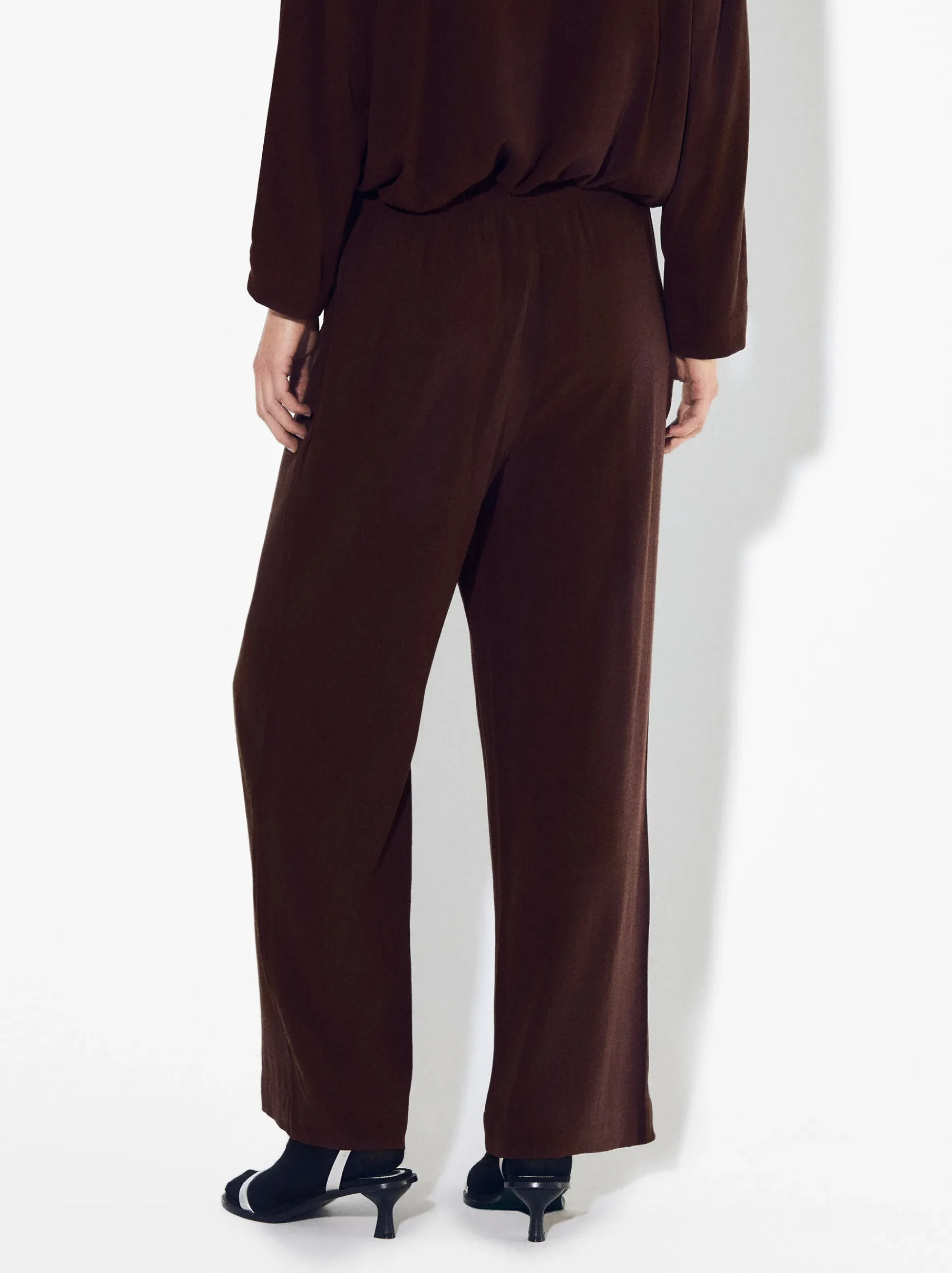 PARFOIS Strick|Pullover Und Jacke>Hose Mit Weitem Bein Und Lyocell Bordeaux