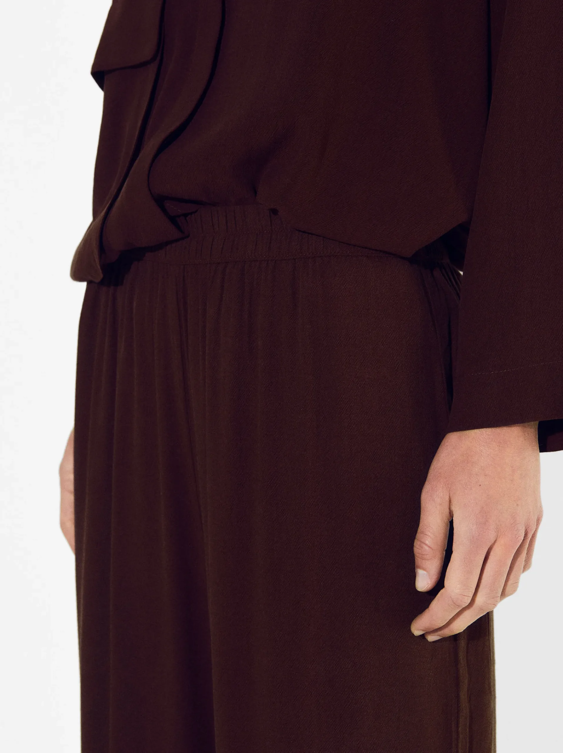 PARFOIS Strick|Pullover Und Jacke>Hose Mit Weitem Bein Und Lyocell Bordeaux