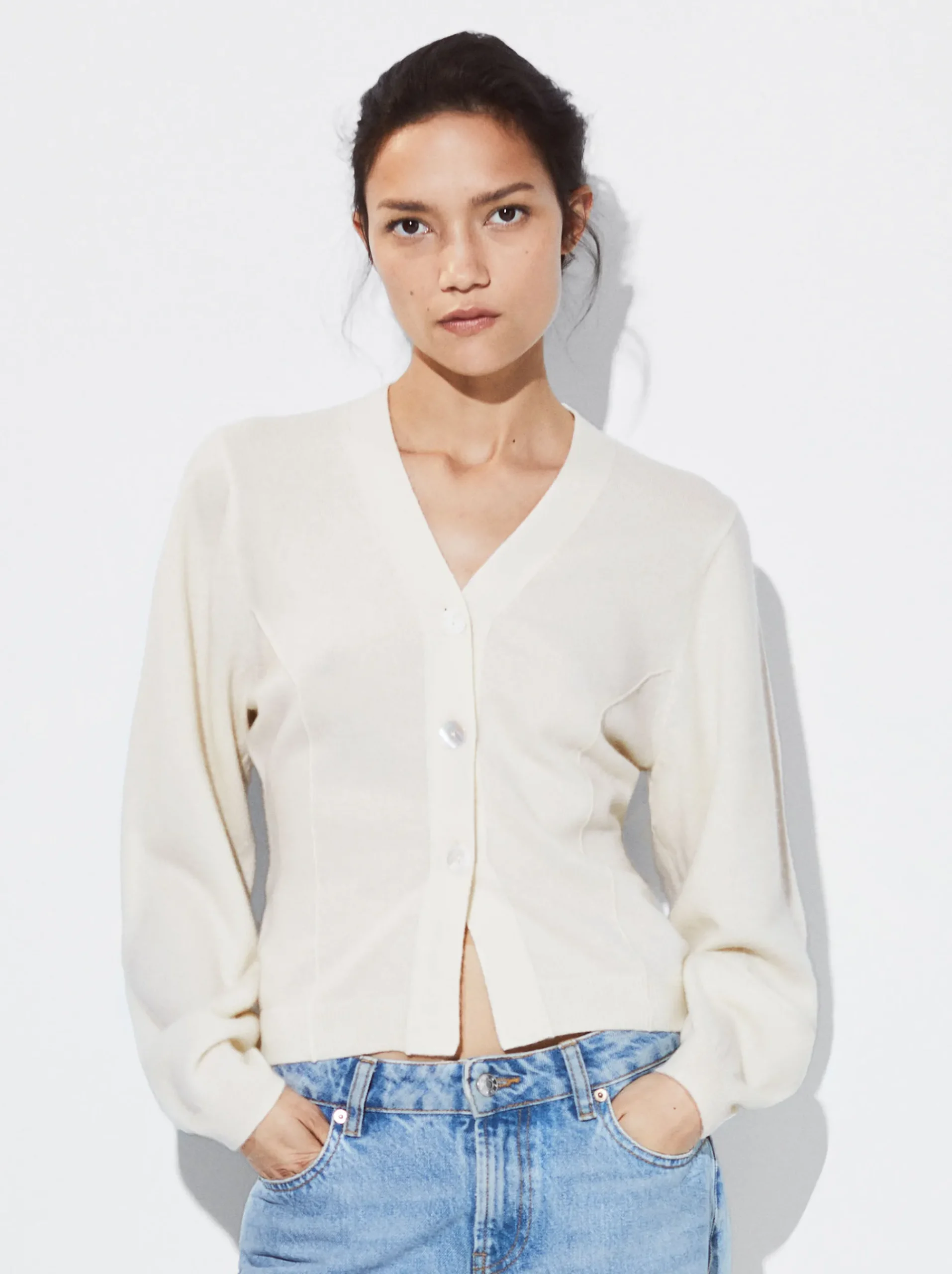 PARFOIS Basics|Blazer und Mäntel>Jacke Aus Kaschmir Ekrü
