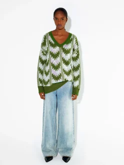 PARFOIS Hosen>Jacquard-Pullover Mit Applikationen Grün