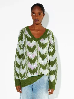 PARFOIS Hosen>Jacquard-Pullover Mit Applikationen Gr&uuml;n