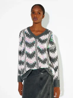 PARFOIS Tops und Shirts>Jacquard-Pullover Mit Applikationen Grau