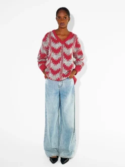 PARFOIS Tops und Shirts>Jacquard-Pullover Mit Applikationen Rot