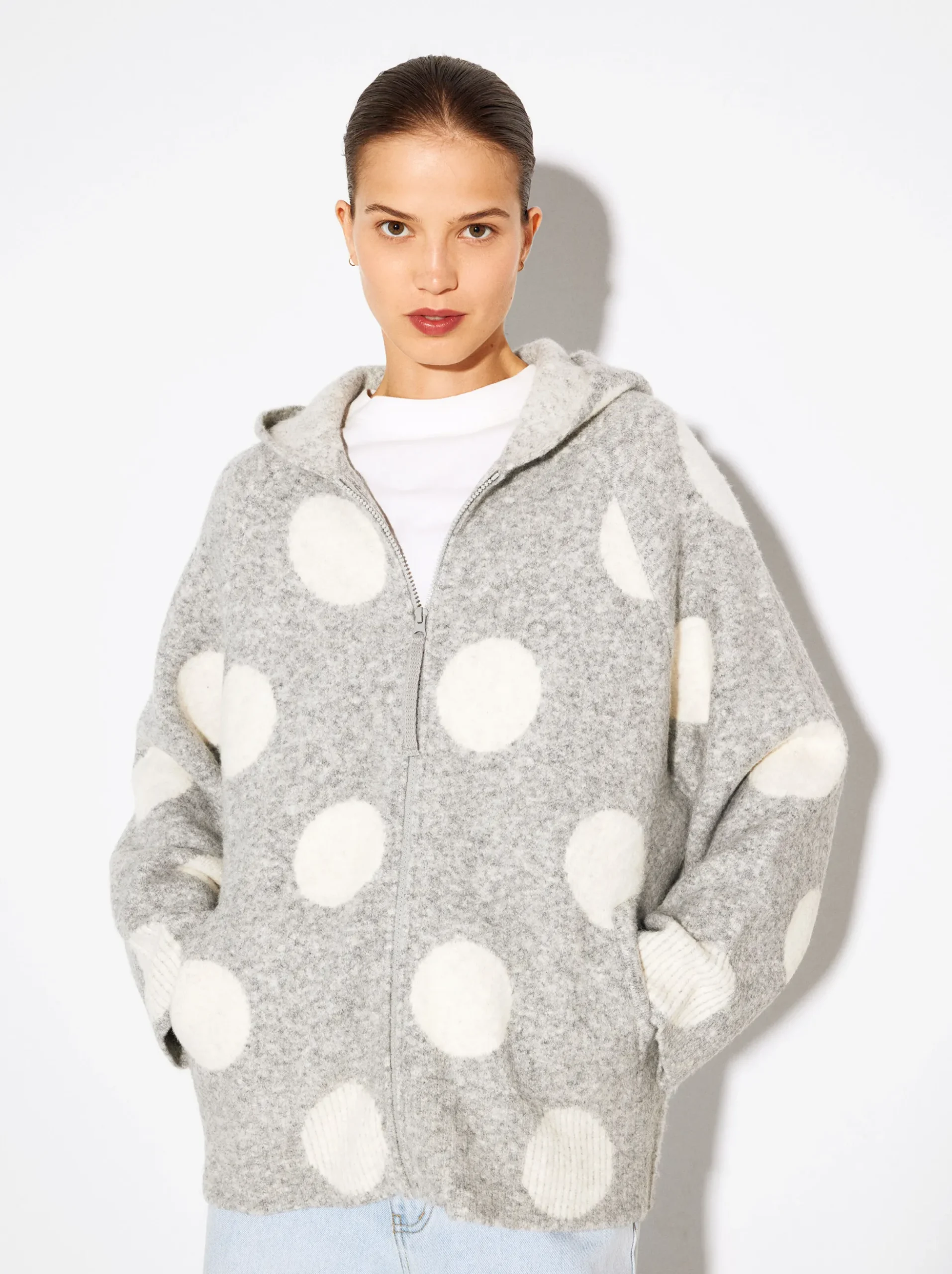 PARFOIS Tops und Shirts>Jacquard-Strickjacke Grau