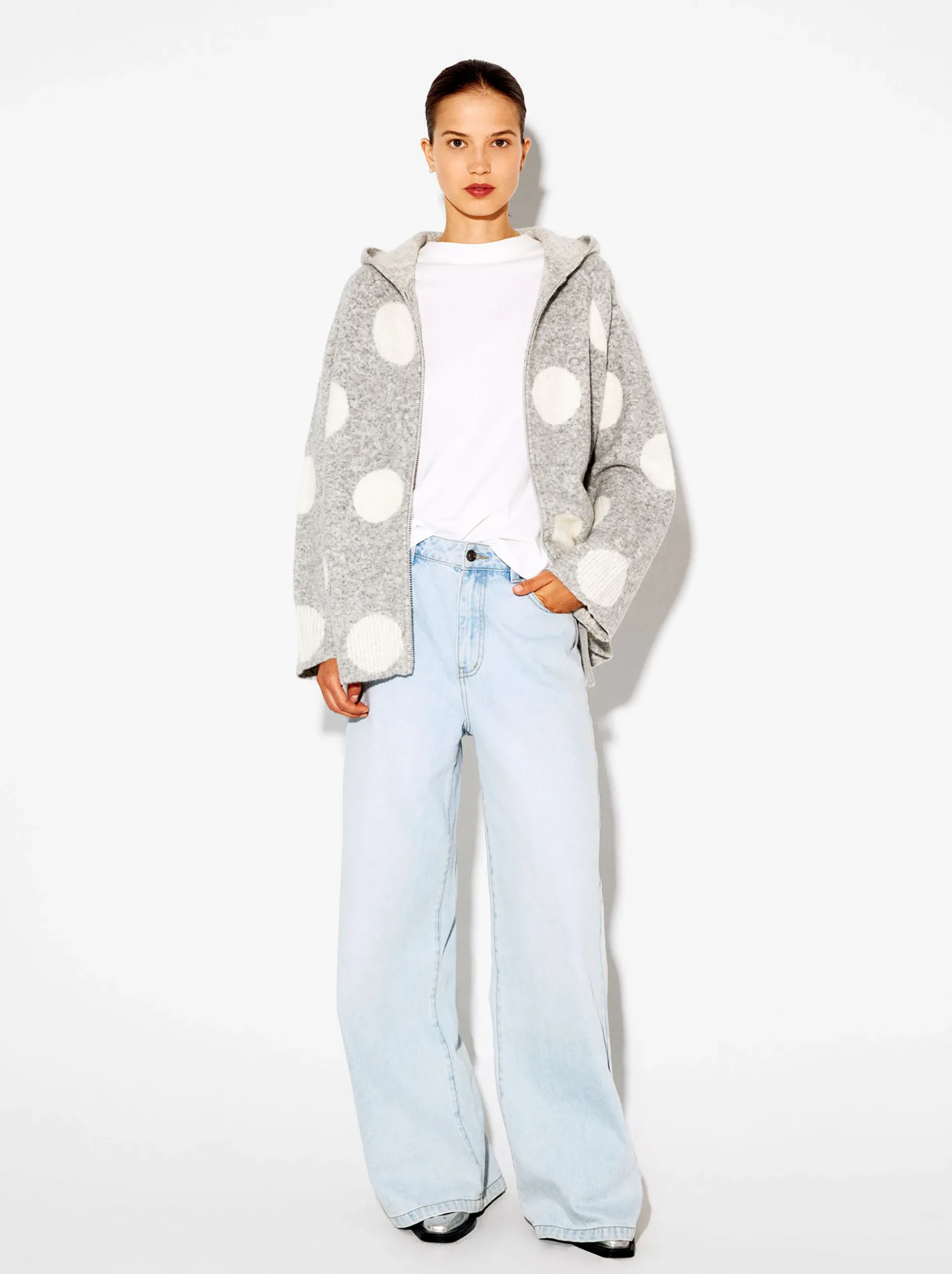 PARFOIS Tops und Shirts>Jacquard-Strickjacke Grau