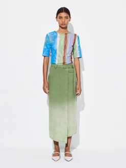 PARFOIS Hemden>Jeans Rock Midi Gr&uuml;n