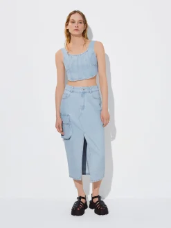 PARFOIS Hemden>Jeans Rock Midi Silber
