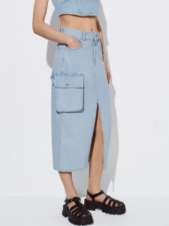 PARFOIS Hemden>Jeans Rock Midi Silber