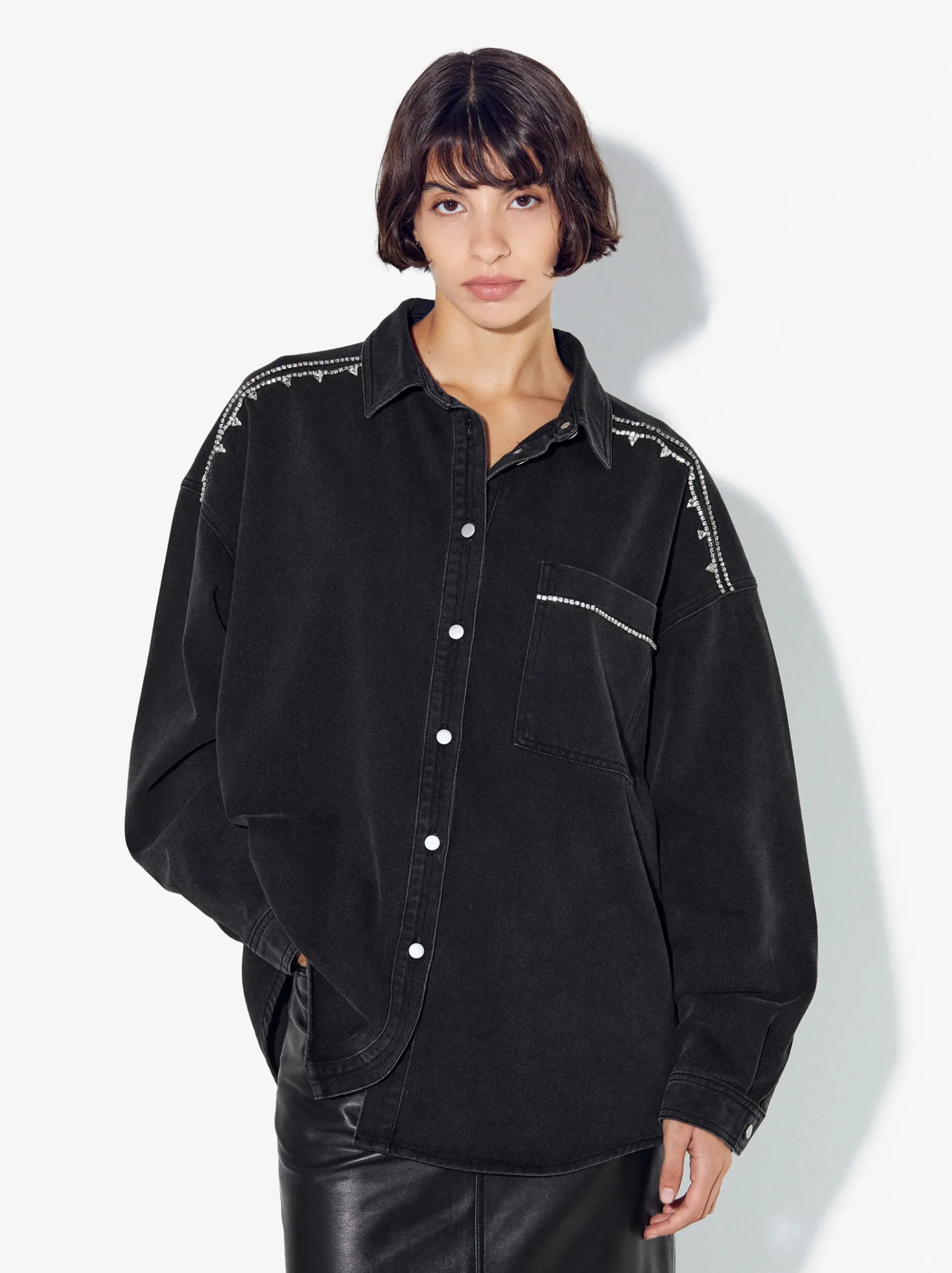 PARFOIS Umhängetaschen|Handtaschen>Jeansjacke Mit Kristallen Schwarz