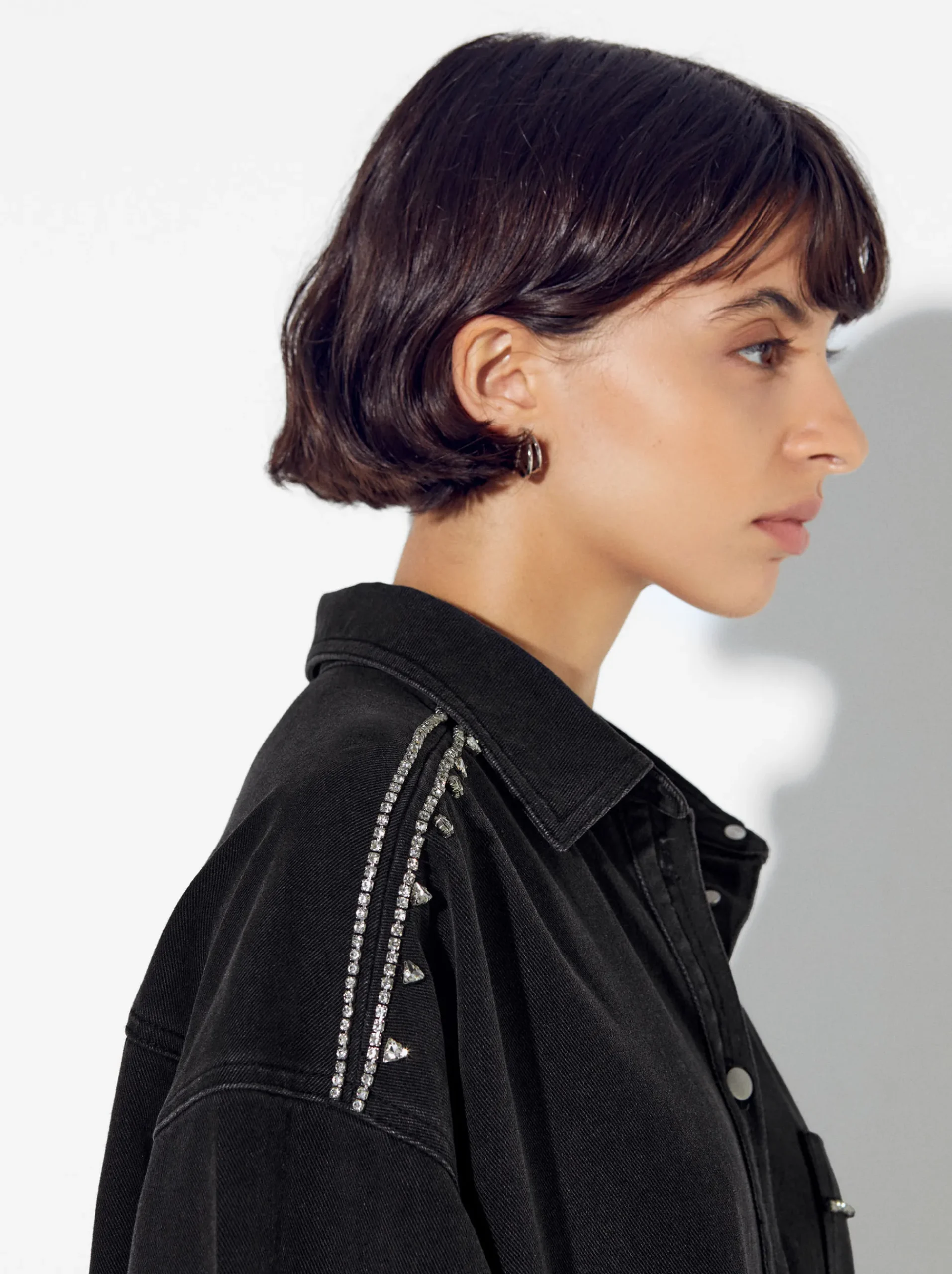 PARFOIS Umhängetaschen|Handtaschen>Jeansjacke Mit Kristallen Schwarz