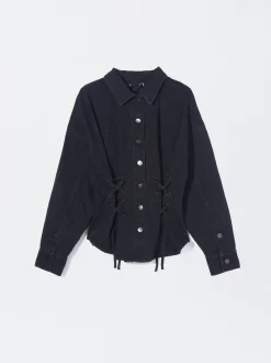 PARFOIS Umhängetaschen>Jeansjacke Mit Schn&uuml;ren Grau