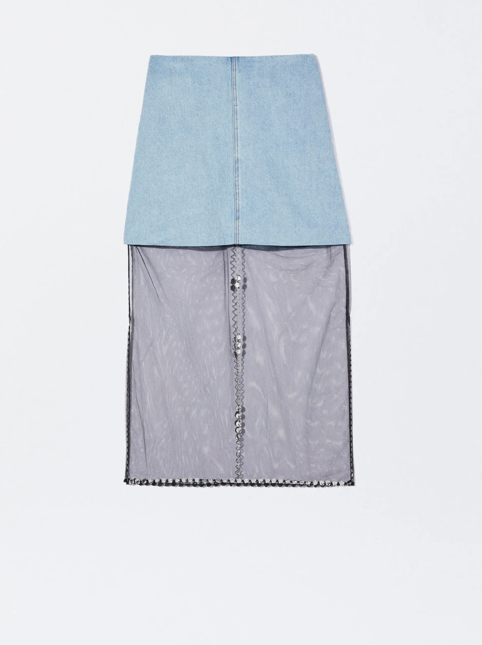 PARFOIS Hemden>Jeansrock Mit Tüll Blau