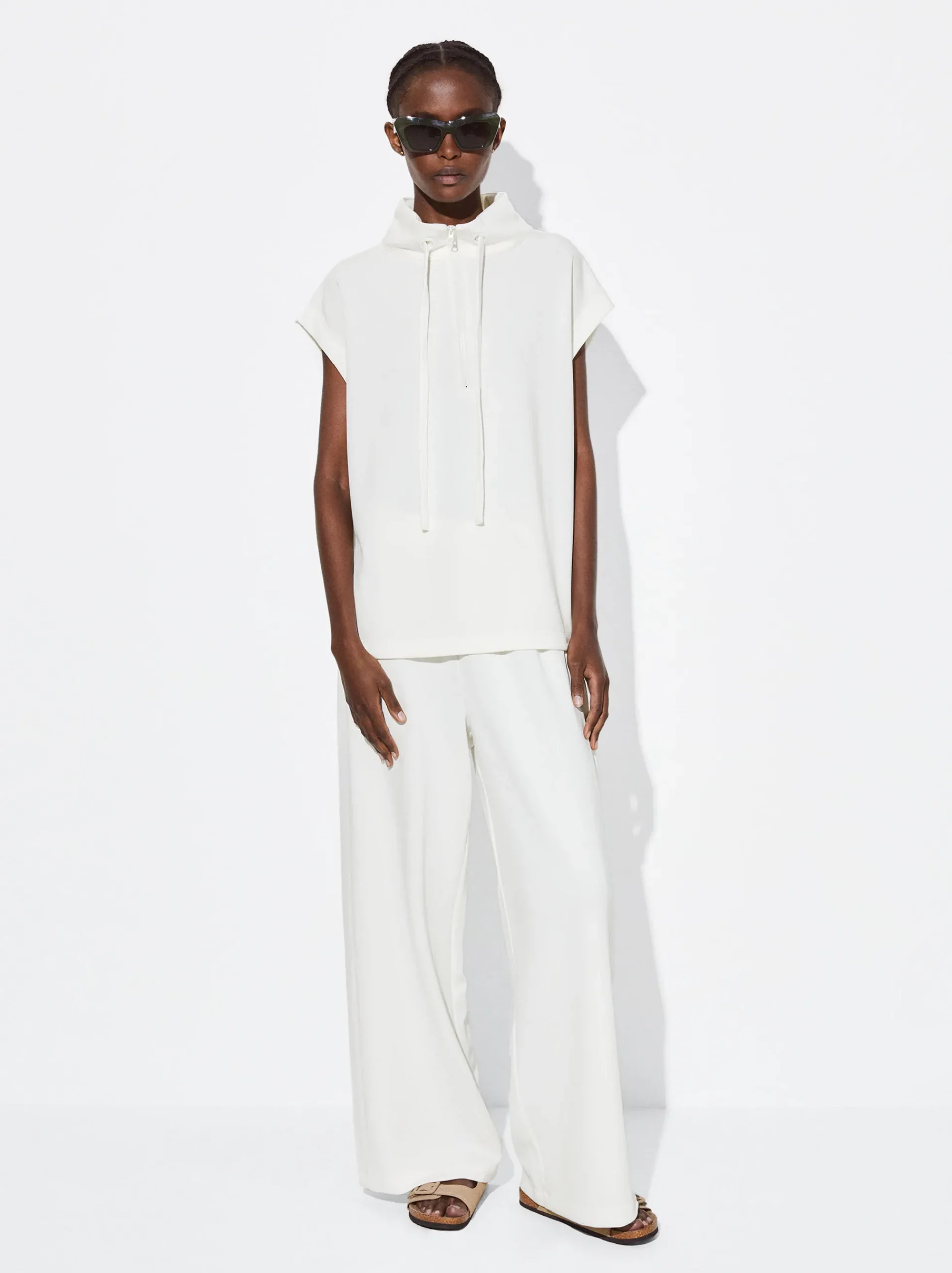 PARFOIS Basics|Strick>Jogger-T-Shirt Mit Reißverschluss Ekrü