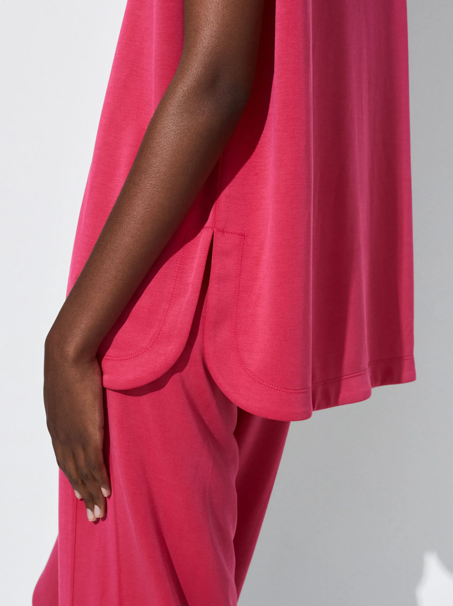 PARFOIS Basics|Strick>Jogger-T-Shirt Mit Reißverschluss Fuchsia