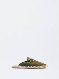 PARFOIS Raffinierter Modeschmuck|Kurze Ohrringe>Jute-Pantoletten Mit Schnalle Khaki