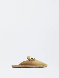 PARFOIS Raffinierter Modeschmuck|Kurze Ohrringe>Jute-Pantoletten Mit Schnalle Beige
