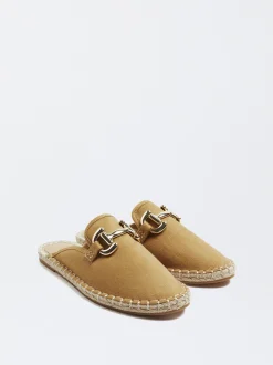 PARFOIS Raffinierter Modeschmuck|Kurze Ohrringe>Jute-Pantoletten Mit Schnalle Beige