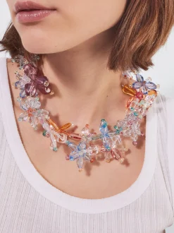 PARFOIS Set Ohrringen|Hoop-Ohrringe>Kette Mit Blume Mehrfarbig